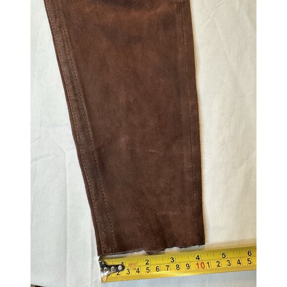 True Religion Women's Casey Lamb Leather Suede Skinny Pants Brown 28 M - Picture 8 of 10